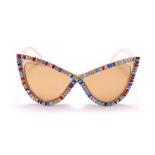 Load image into Gallery viewer, Diamond Cat Eye Sunglasses Women Brand Vintage Big Frames Sun Glasses Female Clear Lens Eyeglasses Oculos Lunette De Soleil Femm