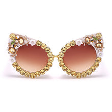 Load image into Gallery viewer, Diamond Cat Eye Sunglasses Women Brand Vintage Big Frames Sun Glasses Female Clear Lens Eyeglasses Oculos Lunette De Soleil Femm