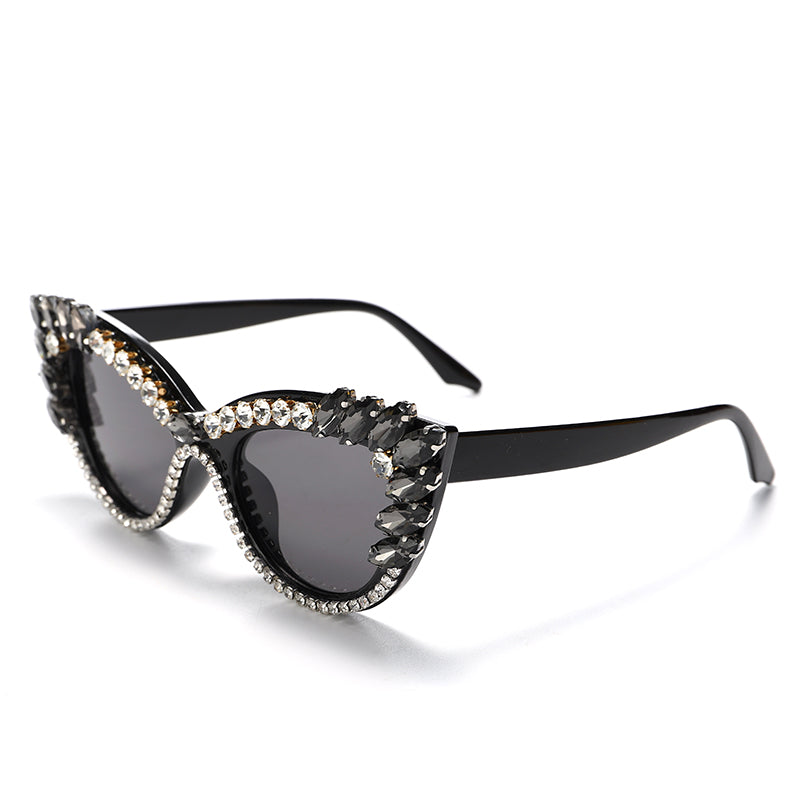 Diamond Cat Eye Sunglasses Women Rhinestone Sun Glasses  Brand Designer Crystal Sexy Frame Rhinestone Eyewear Oculos