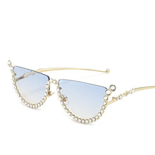 Load image into Gallery viewer, Diamond Cat Eye Sunglasses Women Semi-Rimless Sun Glasses  Brand Designer Crystal Sexy Frame Rhinestone Eyewear Oculos
