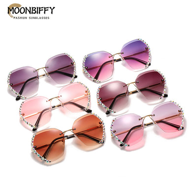 Diamond Cut Sunglasses Vintage Rimless Sunglasses Women  Brand Design Glasses Sexy Sun Glasses Eyewear Accessories