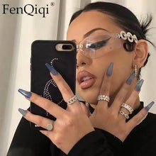 Load image into Gallery viewer, Diamond Goggle Sunglasses Women Men Personlity UV Protection Punk Rhinestone Rimless Sunglasses Feminino De Sol Gafas