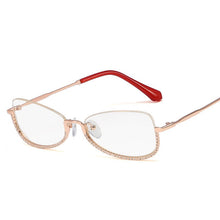 Load image into Gallery viewer, Diamond Half Frame Glasses Women Frames Optics Vintage Metal Men Glasses Rhinestone Prescription Myopia Eyeglasses Frame