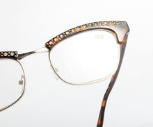 Carica l'immagine nel visualizzatore di Gallery, Occhiali da lettura eleganti da donna con diamanti, occhi di gatto, lenti in resina, decorazione con strass in cristallo, occhiali da presbite per anziani 