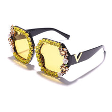 Load image into Gallery viewer, Diamond Oversized Sunglasses Women Men 2023 Trend Rhinestone Glass Male Female Eyewear Vintage Eyeglasses Big Shades UV400