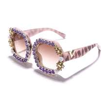 Load image into Gallery viewer, Diamond Oversized Sunglasses Women Men 2023 Trend Rhinestone Glass Male Female Eyewear Vintage Eyeglasses Big Shades UV400