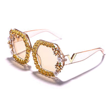 Load image into Gallery viewer, Diamond Oversized Sunglasses Women Men 2023 Trend Rhinestone Glass Male Female Eyewear Vintage Eyeglasses Big Shades UV400