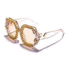 Load image into Gallery viewer, Diamond Oversized Sunglasses Women Men 2023 Trend Rhinestone Glass Male Female Eyewear Vintage Eyeglasses Big Shades UV400