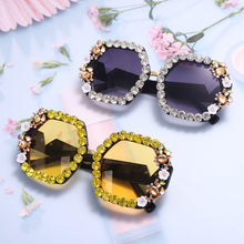 Load image into Gallery viewer, Diamond Oversized Sunglasses Women Men 2023 Trend Rhinestone Glass Male Female Eyewear Vintage Eyeglasses Big Shades UV400