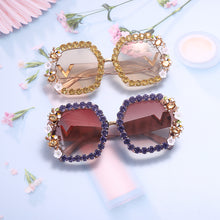 Load image into Gallery viewer, Diamond Oversized Sunglasses Women Men 2023 Trend Rhinestone Glass Male Female Eyewear Vintage Eyeglasses Big Shades UV400