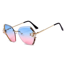 Load image into Gallery viewer, Diamond Pearl Gradient Sunglasses Women Rimless Vintage  Crystal Glasses Vintage Eyeglasses Lentes De Sol Mujer