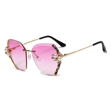 Load image into Gallery viewer, Diamond Pearl Gradient Sunglasses Women Rimless Vintage  Crystal Glasses Vintage Eyeglasses Lentes De Sol Mujer