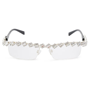 Diamond Rectangle Sunglasses Women 2023 One Piece Classic Sunglasses Men  Brand Designer Sunglasses Rhinestone Glasses