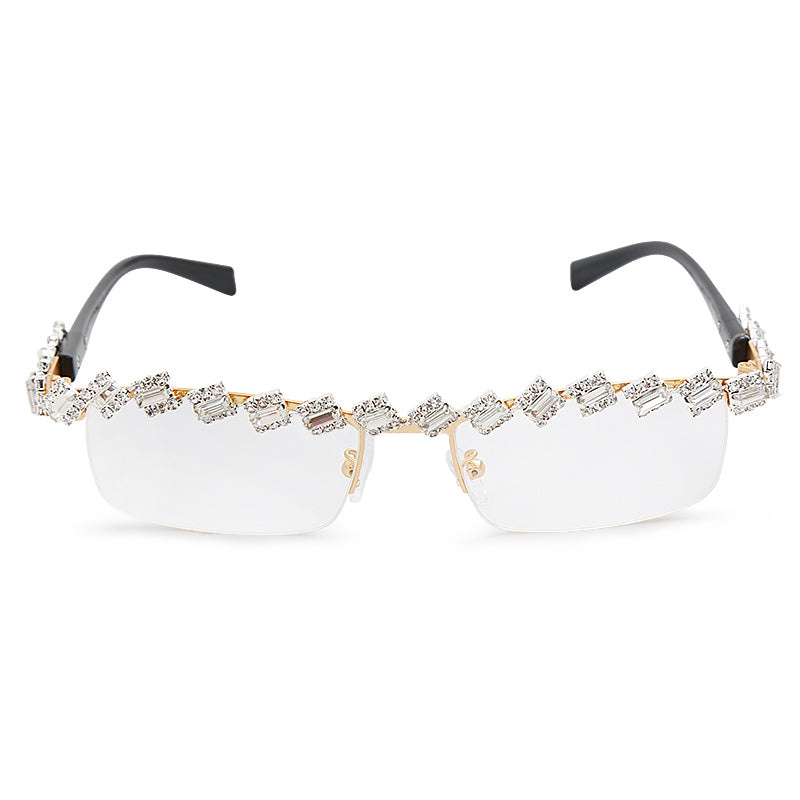 Diamond Rectangle Sunglasses Women 2023 One Piece Classic Sunglasses Men  Brand Designer Sunglasses Rhinestone Glasses