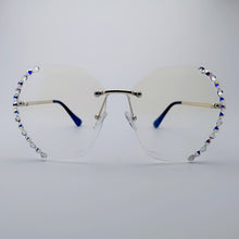 Load image into Gallery viewer, Diamond Rhinestone Sunglasses Women Men  Crystal Sun Glasses Clear Lens Oversized Frame Square Sun Glasses Vintage Shades