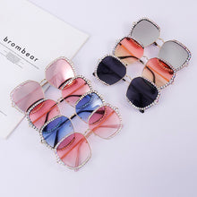 Load image into Gallery viewer, Diamond Rhinestone Sunglasses Women Men  Crystal Sun Glasses Clear Lens Oversized Frame Square Sun Glasses Vintage Shades