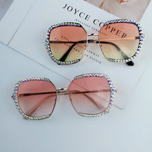 Load image into Gallery viewer, Diamond Rhinestone Sunglasses Women Men  Crystal Sun Glasses Clear Lens Oversized Frame Square Sun Glasses Vintage Shades