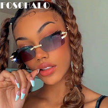 Load image into Gallery viewer, Diamond Rimless Sunglasses Women  Brand Designer Sun Glasses Men Female Cutting Lens Ladies Frameless Metal Eyeglasses