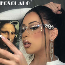 Load image into Gallery viewer, Diamond Rimless Sunglasses Women Men 2023 Rhinestone Sunglasses Shield Goggle Eyeglasses Shades  Brand Designer Sun Glass