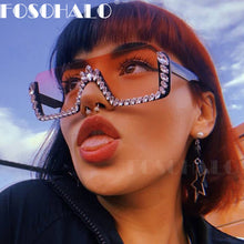 Load image into Gallery viewer, Diamond Rimless Sunglasses Women Trendy Designers One Piece Square Sun Glasses Men Retro Rhinestone Shades Vintage Sunglasses