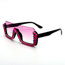 Load image into Gallery viewer, Diamond Rimless Sunglasses Women Trendy Designers One Piece Square Sun Glasses Men Retro Rhinestone Shades Vintage Sunglasses