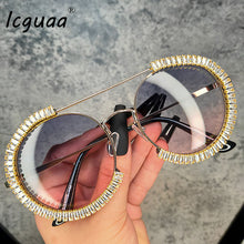 Load image into Gallery viewer, Diamond Round Sunglasses Women 2023 Crystal Blingbling Sun Glasses Men Female Plain Sun Glasses Lunette De Solei Sunglasses