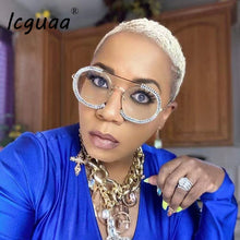 Load image into Gallery viewer, Diamond Round Sunglasses Women 2023 Crystal Blingbling Sun Glasses Men Female Plain Sun Glasses Lunette De Solei Sunglasses