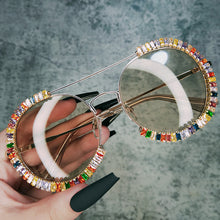 Load image into Gallery viewer, Diamond Round Sunglasses Women 2023 Crystal Blingbling Sun Glasses Men Female Plain Sun Glasses Lunette De Solei Sunglasses