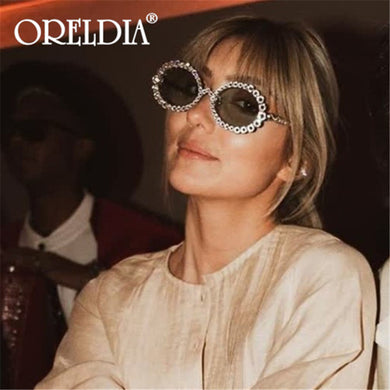 Diamond Round Sunglasses Women Small Frame Oval Vintage Sunglasses  Brand Designer Men Retro Sunglasses Rhinestone Oculos