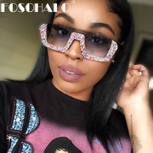 Load image into Gallery viewer, Diamond Semi-Rimless Square Sunglasses Women Rhinestone Retro Gradient Sun Glasses Vintage Oversized Feminino Eyeglasses UV400