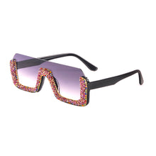 Load image into Gallery viewer, Diamond Semi-Rimless Square Sunglasses Women Rhinestone Retro Gradient Sun Glasses Vintage Oversized Feminino Eyeglasses UV400