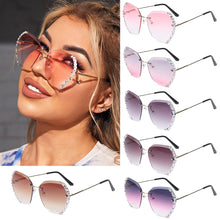 Carica l'immagine nel visualizzatore di Gallery, Occhiali da sole senza montatura quadrati con diamanti Occhiali da sole sfumati oversize retrò Occhiali estivi unisex Accessori per occhiali UV400 
