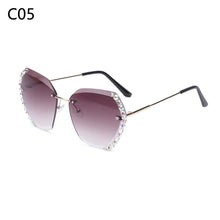 Carica l'immagine nel visualizzatore di Gallery, Occhiali da sole senza montatura quadrati con diamanti Occhiali da sole sfumati oversize retrò Occhiali estivi unisex Accessori per occhiali UV400 