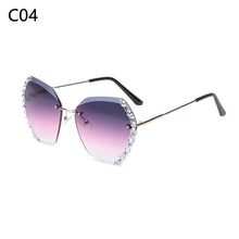 Carica l'immagine nel visualizzatore di Gallery, Occhiali da sole senza montatura quadrati con diamanti Occhiali da sole sfumati oversize retrò Occhiali estivi unisex Accessori per occhiali UV400 