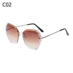 Diamond Square Rimless Sunglasses Retro Oversized Gradient Sun Glasses Unisex Summer Shades UV400 Eyewear  Accessories