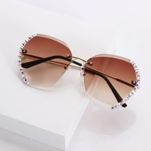 Carica l'immagine nel visualizzatore di Gallery, Occhiali da sole senza montatura quadrati con diamanti Occhiali da sole sfumati oversize retrò Occhiali estivi unisex Accessori per occhiali UV400 