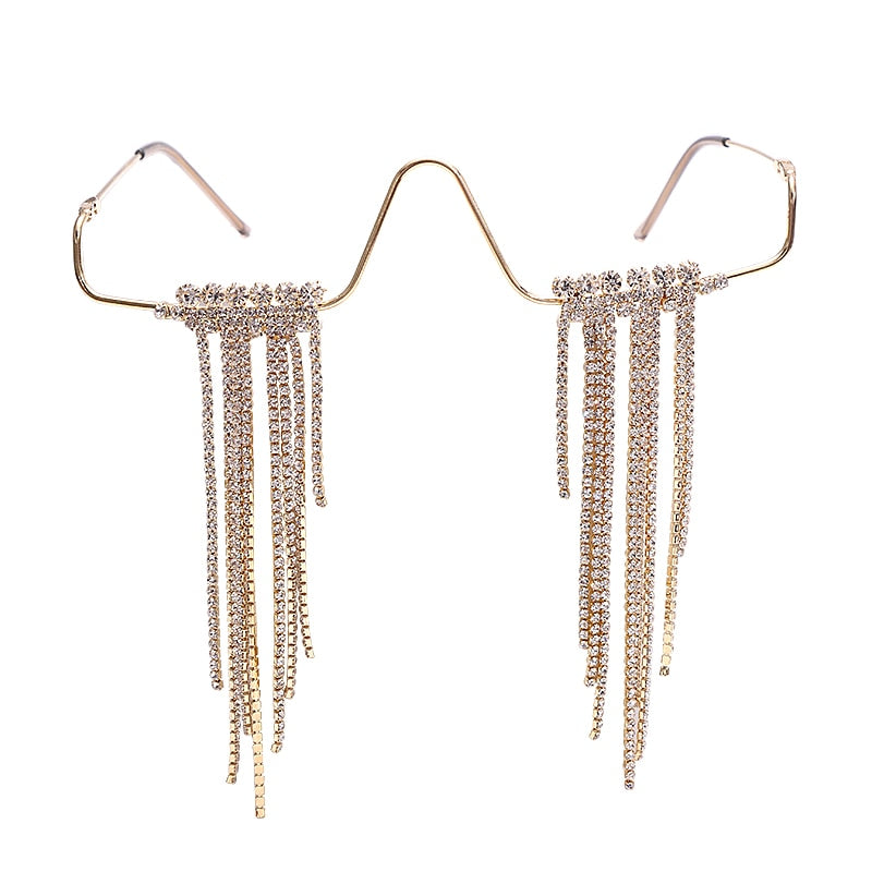 Diamond Steampunk Sunglasses Frames Rhinestone Eyeglasses Frames For Women Wave Sunglasses Frames For Men Eyewear Decoration