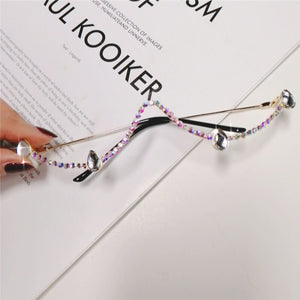 Diamond Steampunk Sunglasses Frames Women Eyeglasses Frames For Women Water Drill Wave Sunglasses Frames Men Eyewear Decoration