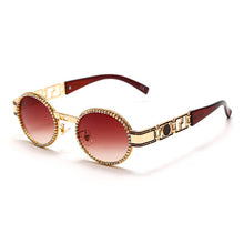 Load image into Gallery viewer, Diamond Steampunk Sunglasses Women Oval Vintage Eyeglasses Men Punk Retro Sun Glasses  Brand Designer Lady UV400
