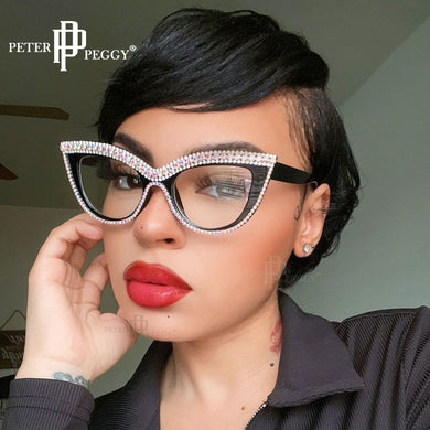 Diamond Sunglasses Women Rhinestone Cat Eye Sunglasses Women Men  Brand Eyewear Retro Glasses Vintage UV400 2023