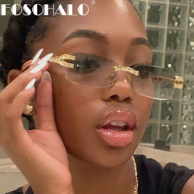 Diamond Vintage Sunglasses Women  Brand Designer Sun Glasses Men Female Cutting Lens Ladies Frameless Eyeglasses Rimless