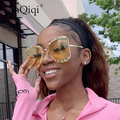 Diamond Zircon Oversized Shields 2023  Brand Desinger Butterfly Sunglasses Women   Lunette De Soleil Femme