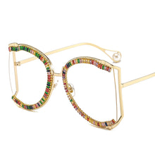 Load image into Gallery viewer, Diamond Zircon Oversized Shields 2023  Brand Desinger Butterfly Sunglasses Women   Lunette De Soleil Femme