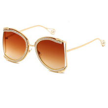 Load image into Gallery viewer, Diamond Zircon Oversized Shields 2023  Brand Desinger Butterfly Sunglasses Women   Lunette De Soleil Femme