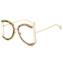 Load image into Gallery viewer, Diamond Zircon Oversized Shields 2023  Brand Desinger Butterfly Sunglasses Women   Lunette De Soleil Femme