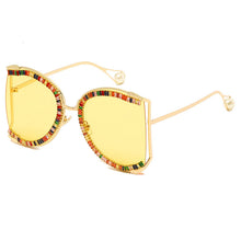 Load image into Gallery viewer, Diamond Zircon Oversized Shields 2023  Brand Desinger Butterfly Sunglasses Women   Lunette De Soleil Femme