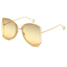 Load image into Gallery viewer, Diamond Zircon Oversized Shields 2023  Brand Desinger Butterfly Sunglasses Women   Lunette De Soleil Femme