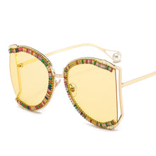 Load image into Gallery viewer, Diamond Zircon Oversized Shields 2023  Brand Desinger Butterfly Sunglasses Women   Lunette De Soleil Femme