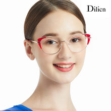 Load image into Gallery viewer, очки Dilicn 1008 Cat Eye Style Acetate And Metal Brand Designer Glasses Women  Optical Eyeglasses Eyewear
