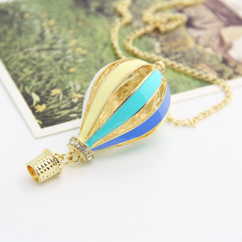 Newest Creative New Fashion Colorful Necklace Jewelry Women Aureate Drip Hot Air Balloon Pendant Necklace